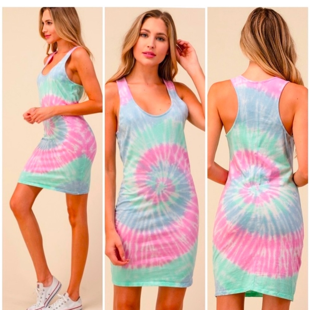 Cotton Candy Tie-Dye Sleeveless Dress🩵